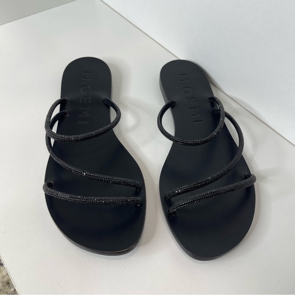 M.GEMI The Azzurra Sandals Italian tubular leather upper with crystals strappy - Picture 5 of 8